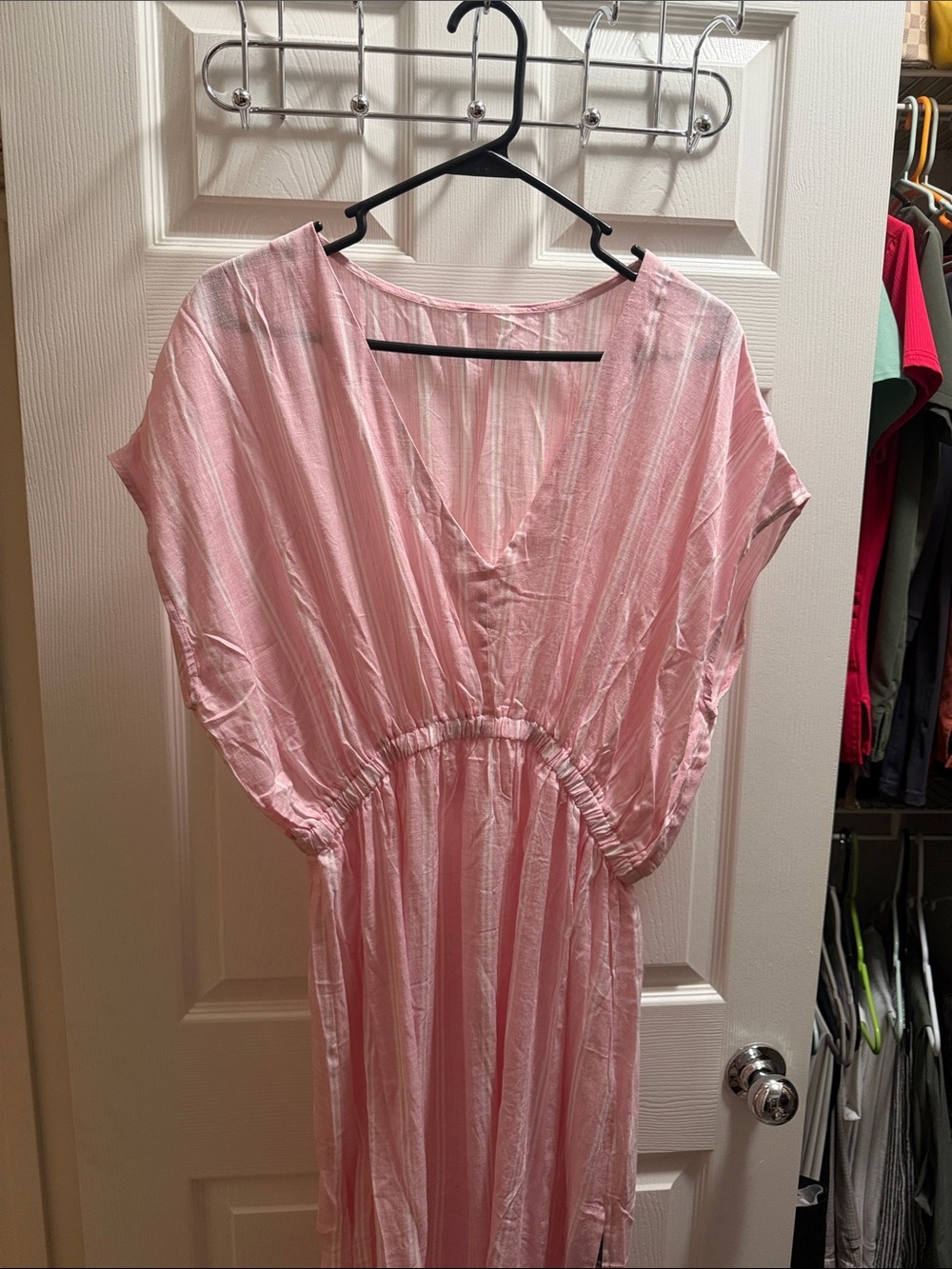 Cupshe Women's Pink Stripe shoreline Coverup dress
Size L